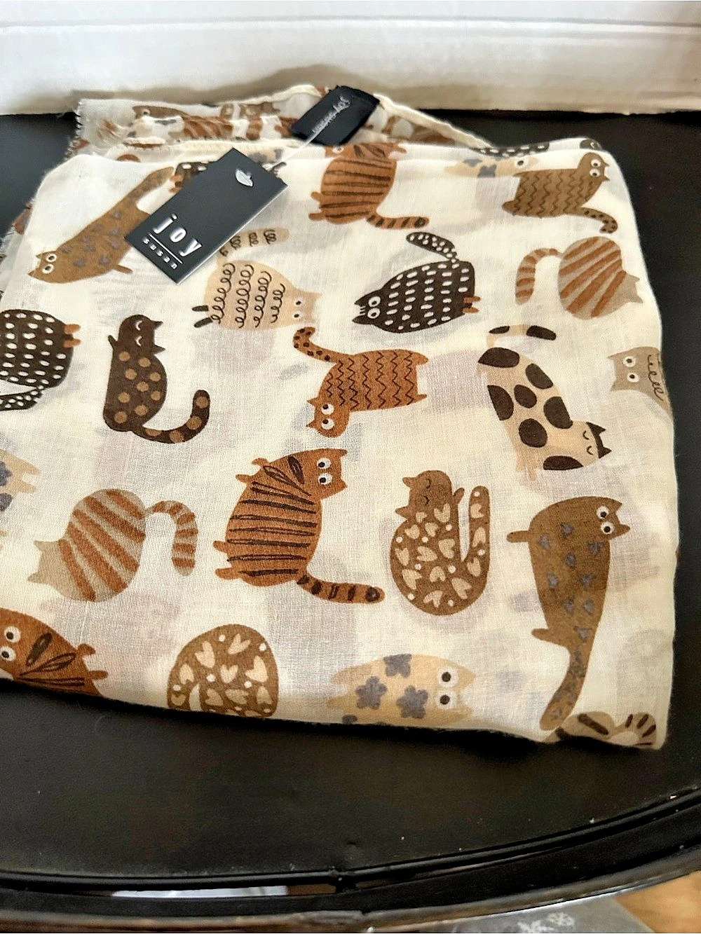 Joy Susan Animal Print Scarf in Brown & White NWT